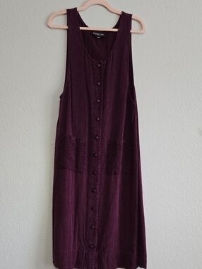 Vintage FROXX Women’s Plum Button-Front Sleeveless Dress Size M